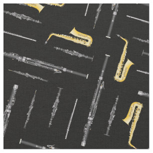 Musikmusikstil-Dekor der Holzblasband Instrumente Stoff