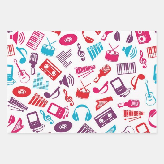 Musikmuster Geschenkpapier Set (Vorderseite)
