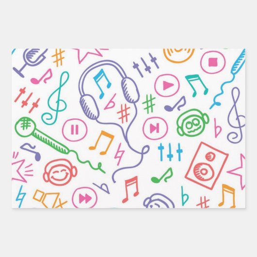 Musikmuster Geschenkpapier Set (Vorderseite)
