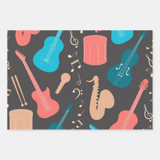Musikmuster Geschenkpapier Set (Vorderseite)