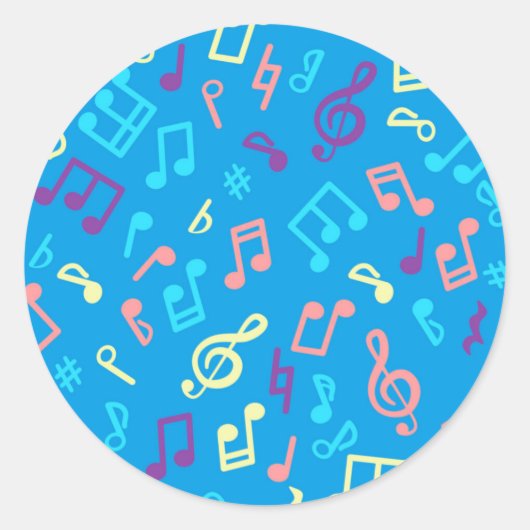 Musikmuster Runder Aufkleber (Vorderseite)