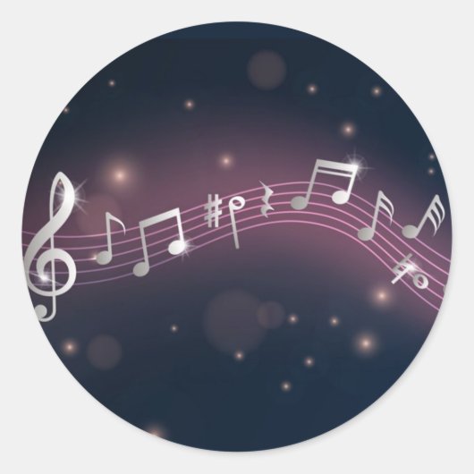 Musikmuster Runder Aufkleber (Vorderseite)