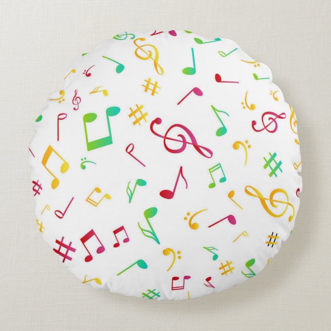 Musikmuster Rundes Kissen (Vorderseite)