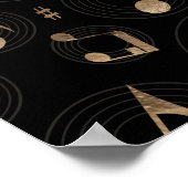 Musikmuster - Schwarz und Gold Poster (Ecke)