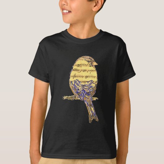 Musiknote Bird Art T-Shirt (Vorderseite)