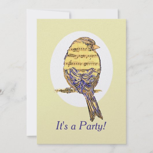 Musiknote Bird Thema Geburtstag Custom Einladung (Vorderseite)