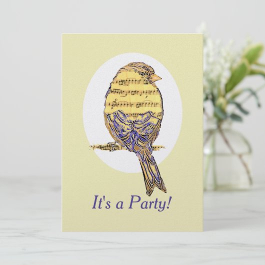 Musiknote Bird Thema Geburtstag Custom Einladung (Stehend Vorderseite)