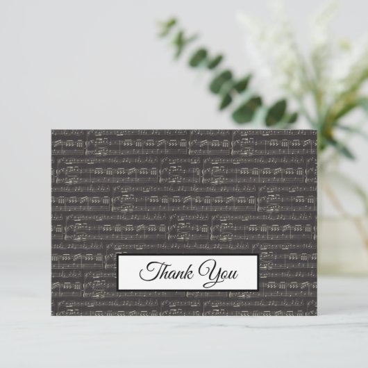 Musiknote Blakc und White-Pattern Musiker Dankeskarte (Stehend Vorderseite)