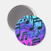 Musiknote Blaues Lila Aqua-Muster Magnet (Vorderseite/Rückseite)