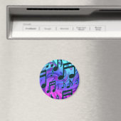 Musiknote Blaues Lila Aqua-Muster Magnet (In Situ (Geschirrspüler))