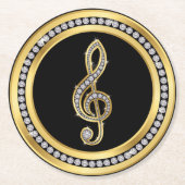 Musiknote Bling Runder Pappuntersetzer (Vorderseite)