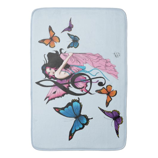 Musiknote Butterflies Fairy Badematte (Vorderseite Vertikal)