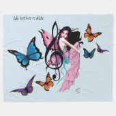 Musiknote Butterflies Fairy Fleecedecke (Vorderseite (Horizontal))