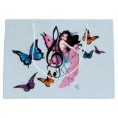 Musiknote Butterflies Fairy Große Geschenktüte (Vorderseite)