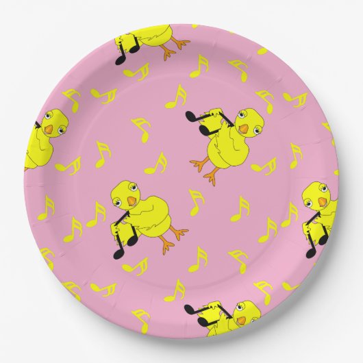 Musiknote Chick Pattern Pappteller (Vorderseite)