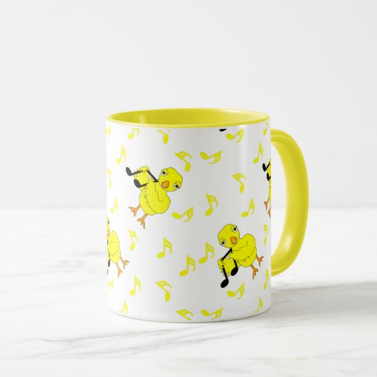 Musiknote Chick Pattern Tasse (VorderseiteRechts)
