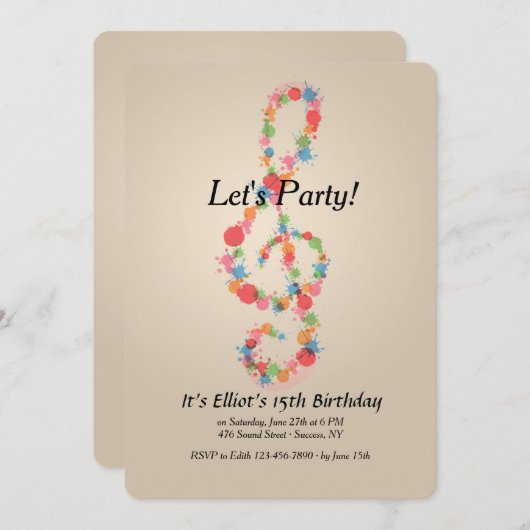 Musiknote Einladung (Vorne/Hinten)