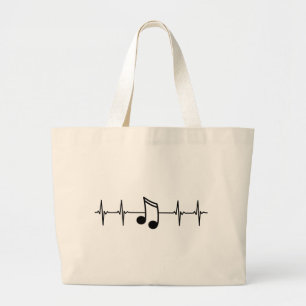 Musiknote EKG Heartbeat Jumbo Stoffbeutel