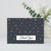 Musiknote farbenfrohe Muster Musik Thema Musiker Dankeskarte (Stehend Vorderseite)