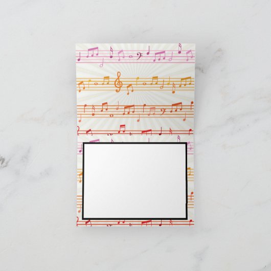 Musiknote farbenfrohe Muster Musik Thema Musiker Dankeskarte (Innenseite)