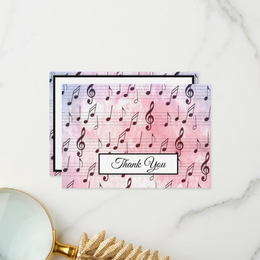 Musiknote farbenfrohe Muster Musik Thema Musiker Dankeskarte (Vorderseite/Rückseite Beispiel)