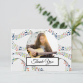 Musiknote farbenfrohe Muster Thema Musiker Foto Dankeskarte (Stehend Vorderseite)