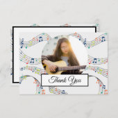 Musiknote farbenfrohe Muster Thema Musiker Foto Dankeskarte (Vorne/Hinten)