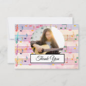 Musiknote farbenfrohe Muster Thema Musiker Foto Dankeskarte (Vorderseite)