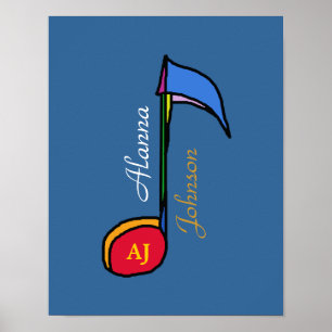 Musiknote farbige Kunst personalisiert Poster