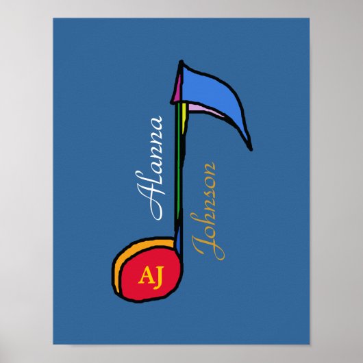 Musiknote farbige Kunst personalisiert Poster (Vorne)
