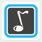Musiknote Fett Minimalistisches musikalisches Symb Quadratischer Aufkleber (Vorderseite)