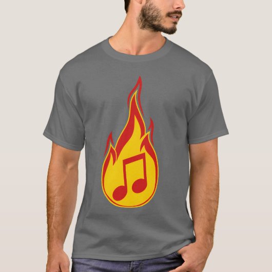 Musiknote Feuer Flammen brennt Feuerzeichen Party  T-Shirt (Vorderseite)
