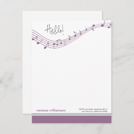 Musiknote für benutzerdefinierte flache Mitteilung Einladung (Vorne/Hinten)