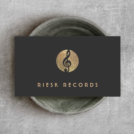 Musiknote Gold Sequin Musician Visitenkarte