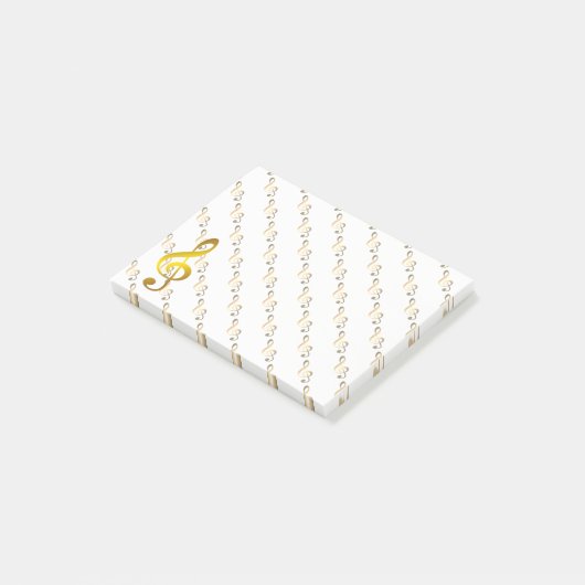 Musiknote Gold Vintag Post-it Klebezettel (angewinkelt)