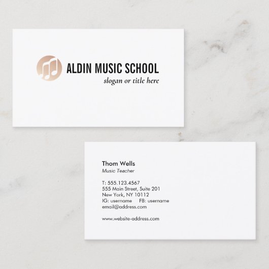 Musiknote Gold - Weiß Visitenkarte (Vorne/Hinten)