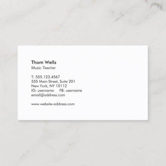 Musiknote Gold - Weiß Visitenkarte (Rückseite)