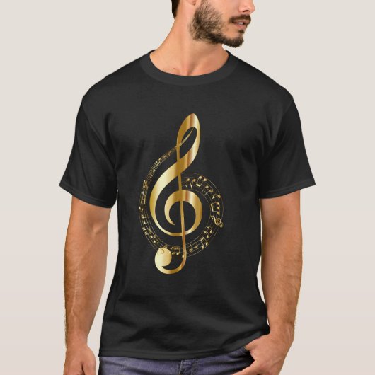 Musiknote Goldtone Treble Clef Musical Symbol für T-Shirt (Vorderseite)