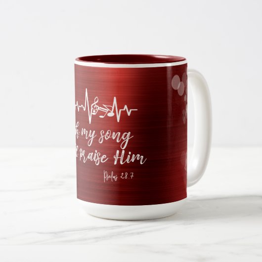 Musiknote Heartbeat mit Psalms Scripting Zweifarbige Tasse (VorderseiteRechts)