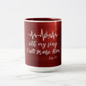 Musiknote Heartbeat mit Psalms Scripting Zweifarbige Tasse (Mittel)