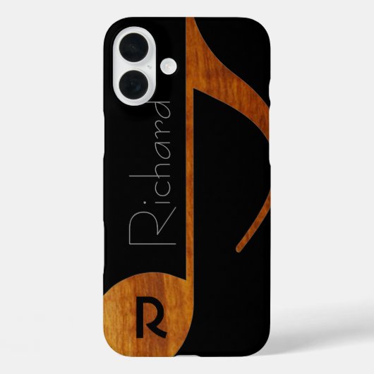Musiknote in Holzfarbe mit Namen Case-Mate iPhone Hülle (Rückseite)