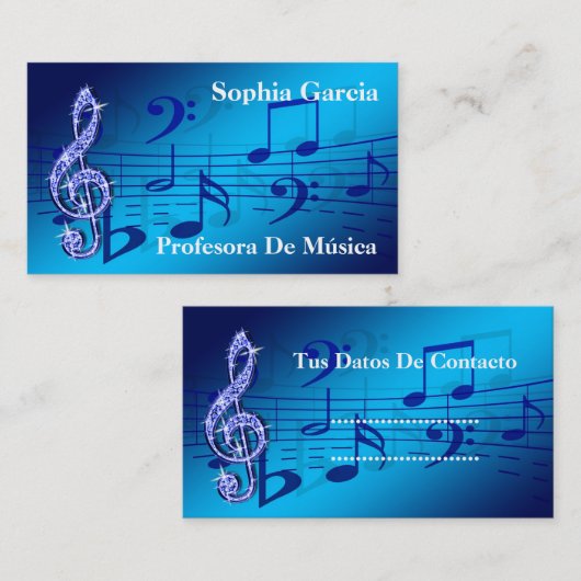Musiknote In Leuchtend Blau Visitenkarte (Vorne/Hinten)