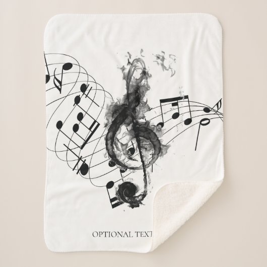 Musiknote in Schwarzweiß Sherpadecke (Vorderseite)