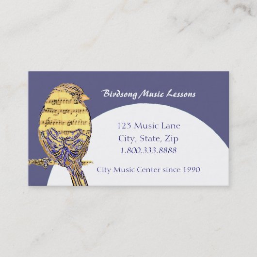 Musiknote-Lektionen Bird Custom Business Card Visitenkarte (Vorderseite)