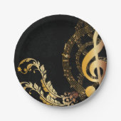 Musiknote Luxury Gold grau Pappteller (Vorderseite)