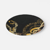 Musiknote Luxury Gold grau Pappteller (Schrägansicht)