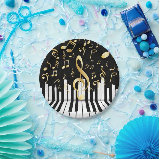 Musiknote Luxury Gold Piano Tasten Pappteller (Party)
