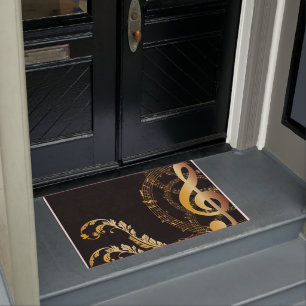 Musiknote Luxury Gray Gold Fußmatte