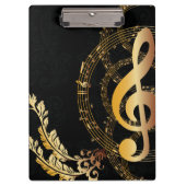 Musiknote Luxus Golddesign Klemmbrett (Vorderseite)