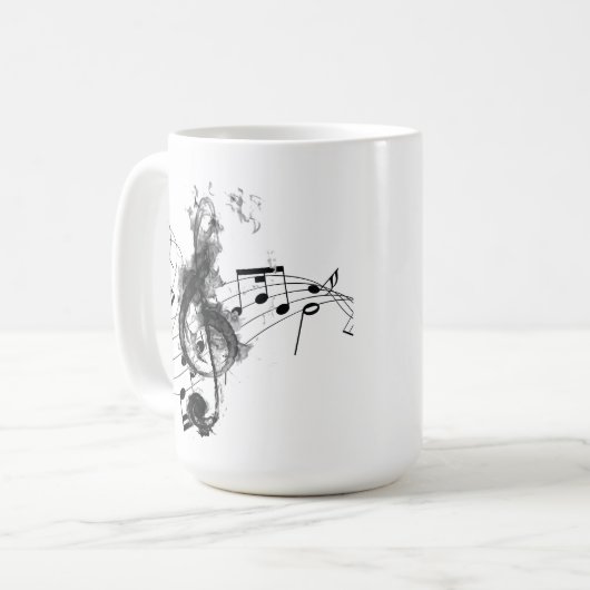 Musiknote Luxus Schwarz-Weiß Kaffeetasse (Vorderseite Links)